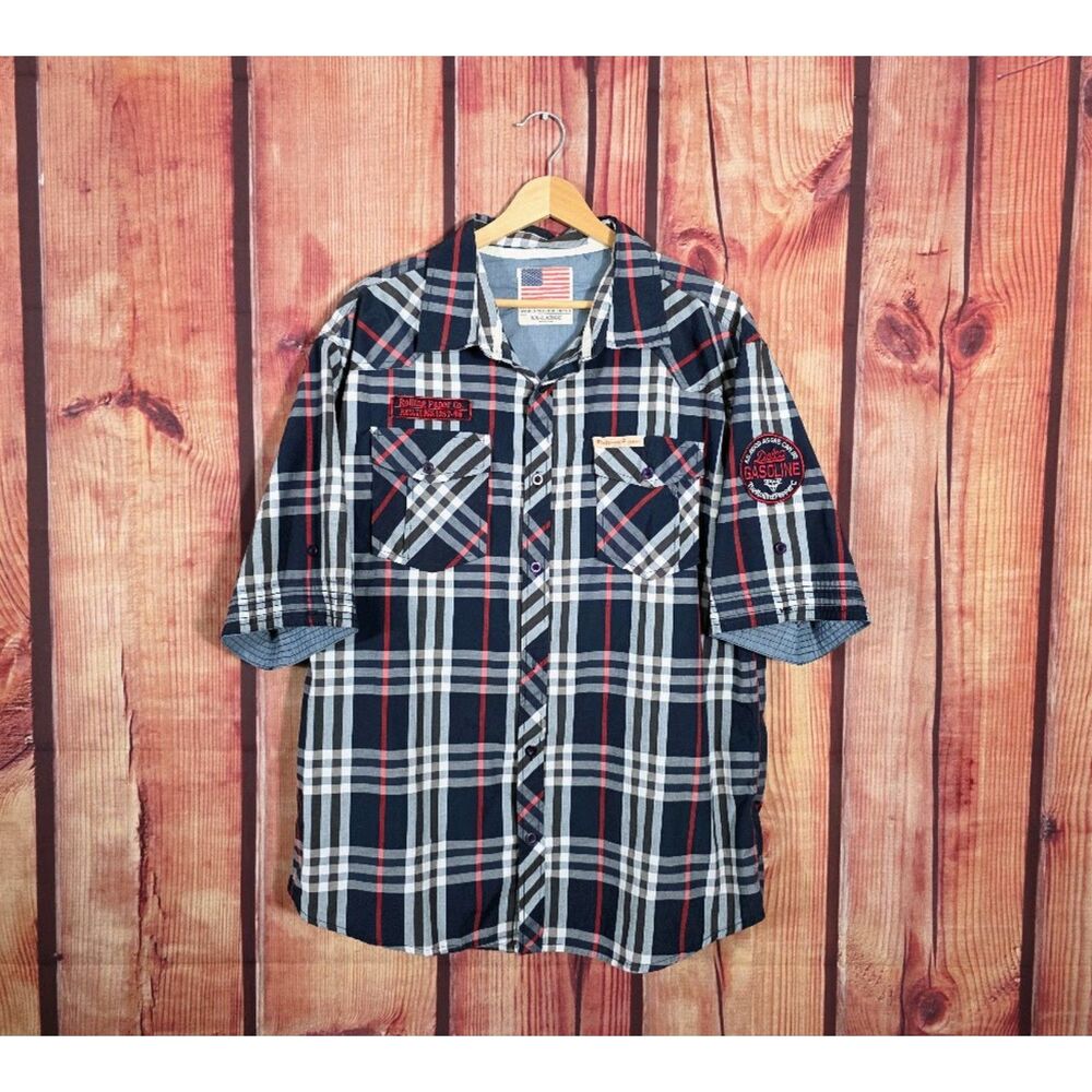 Rolling Paper Co Mens Plaid Button Up Shirt 2X